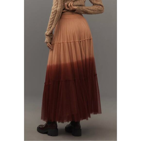 ANTHROPOLPOGIE Let Me Be Ombre Tulle Maxi Skirt | Red Motif | XL | NWOT - Picture 9 of 10